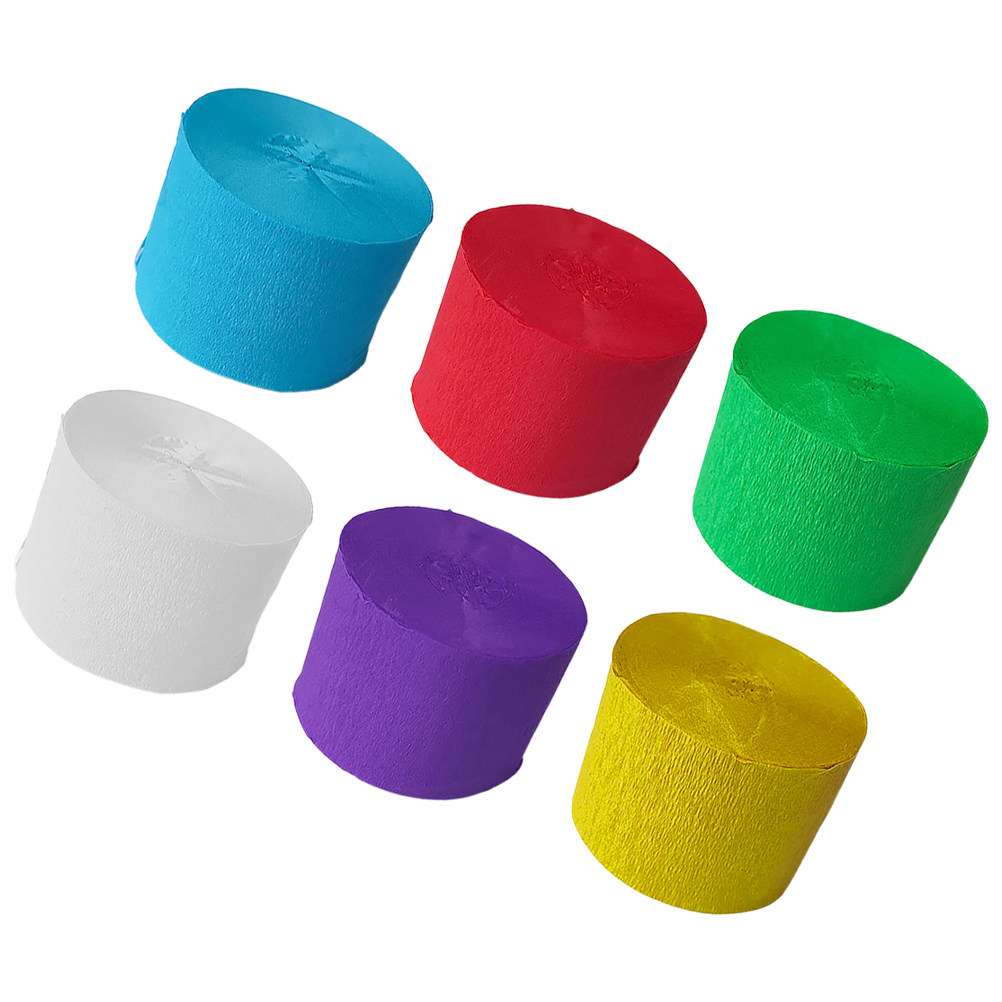 Wedding Supply Bulk - 6 Rolls Crepe Paper Roll Multi