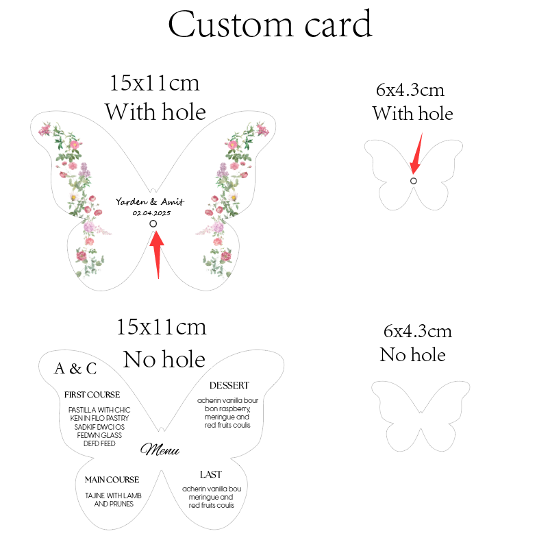 Custom Elegant Butterfly Menu  - Wedding Supply Business ulasan dan harga