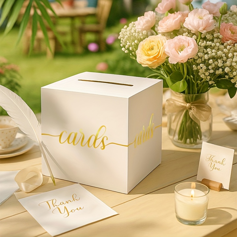 4pcs White Wedding Card with G - Wedding Card Box ulasan dan harga