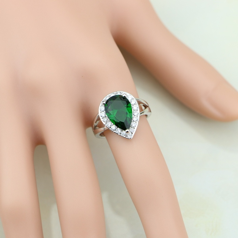 Water Drop 925 Silver Ring Gre - Wedding Z ulasan dan harga
