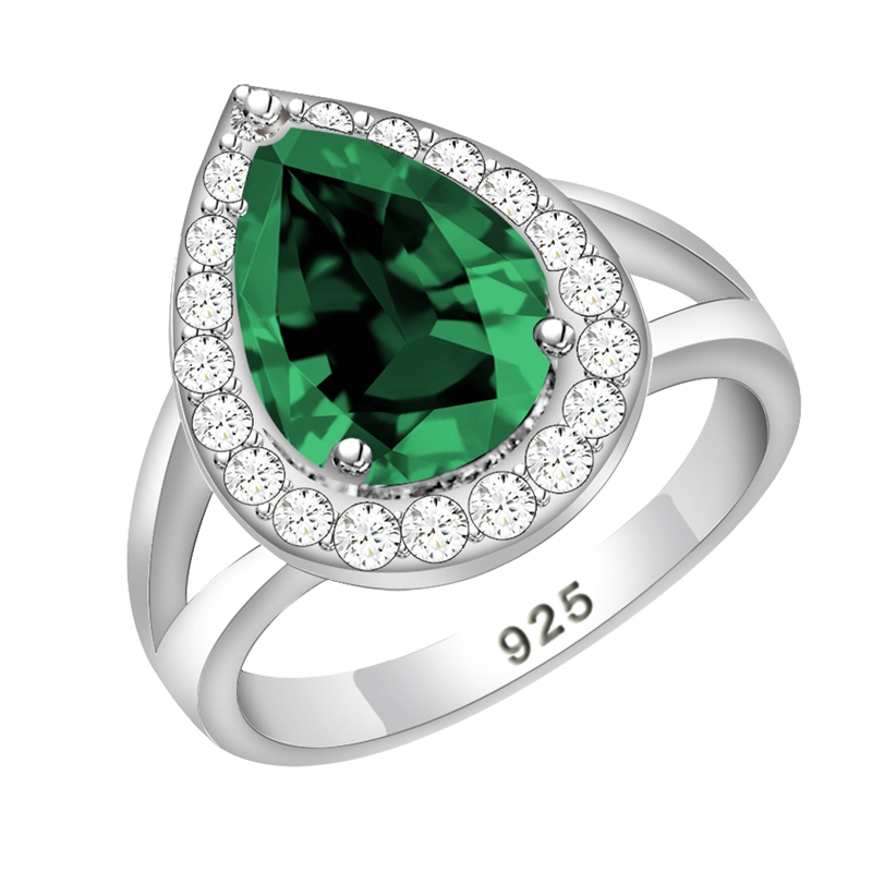 Water Drop 925 Silver Ring Gre - Wedding Z ulasan dan harga