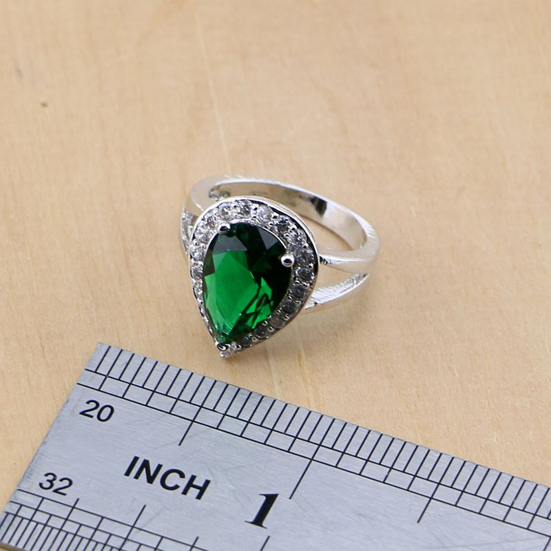 Water Drop 925 Silver Ring Gre - Wedding Z ulasan dan harga