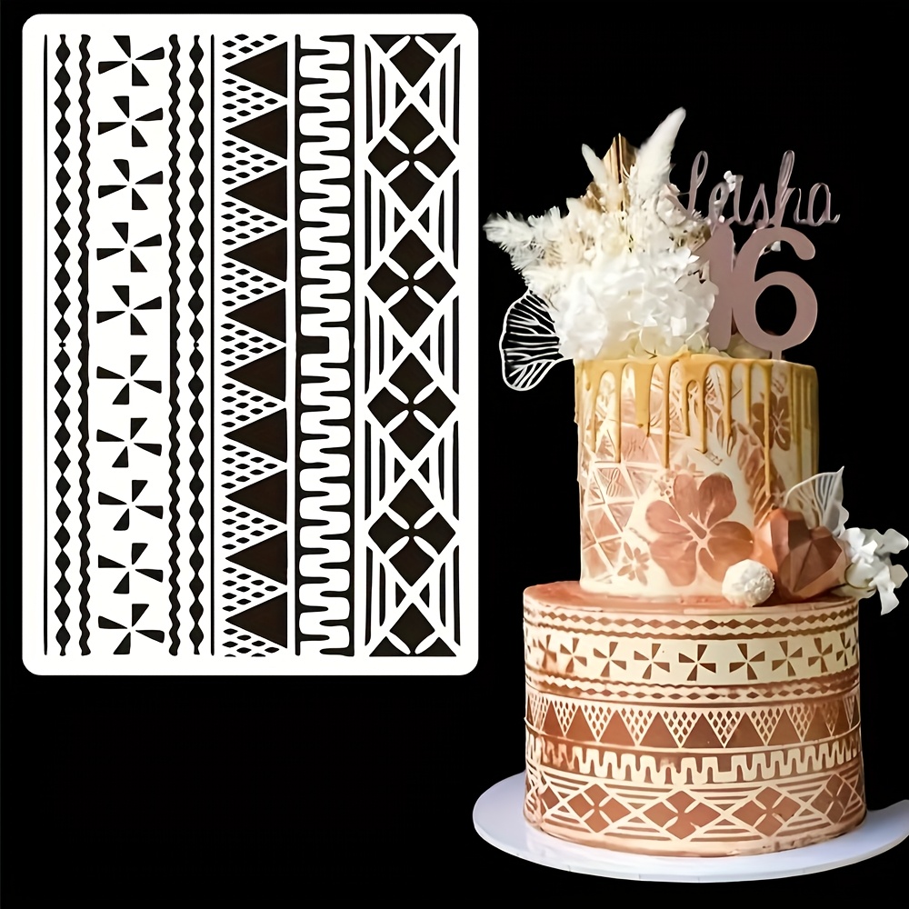 1Pc 29×20cm Floral Cake Stenci - Wedding Cake Supply ulasan dan harga